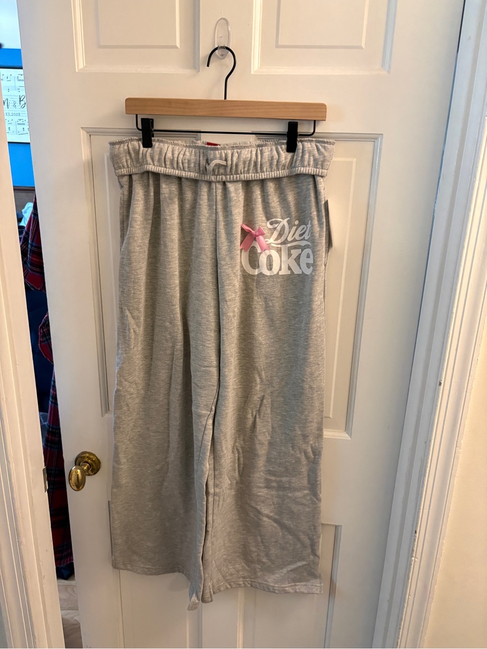 Diet Coke Grey Lounge Sweat Pants with Pink Bow Accent